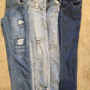 Lucky Brand Women's Distressed Skinny Jeans - Light and Dark Blue